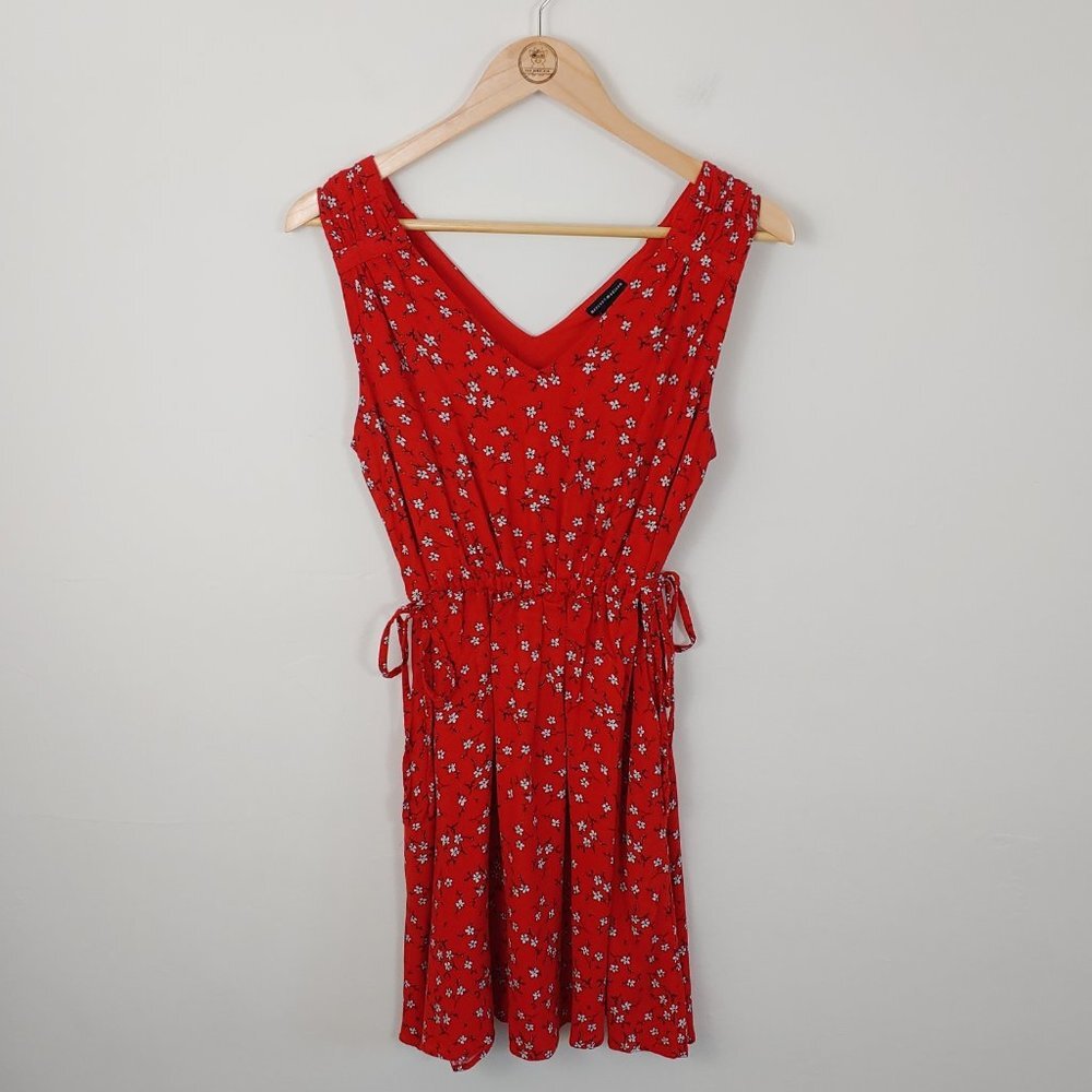 Mercer & Madison Red Floral Tie Waist Dress size 10